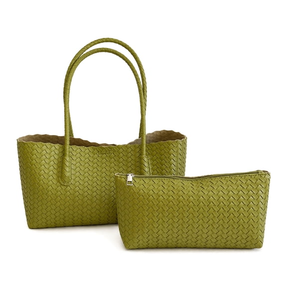 WeaveCC Handwoven PU Y2K Tote Bag Set Halloween Shoulder Purse Fall Gift for Women
