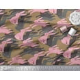 thumbnail image 3 of Soimoi Brown Rayon Crepe Fabric Bunny Rabbit Animal Print Fabric by the Yard 46 Inch Wide, 3 of 3