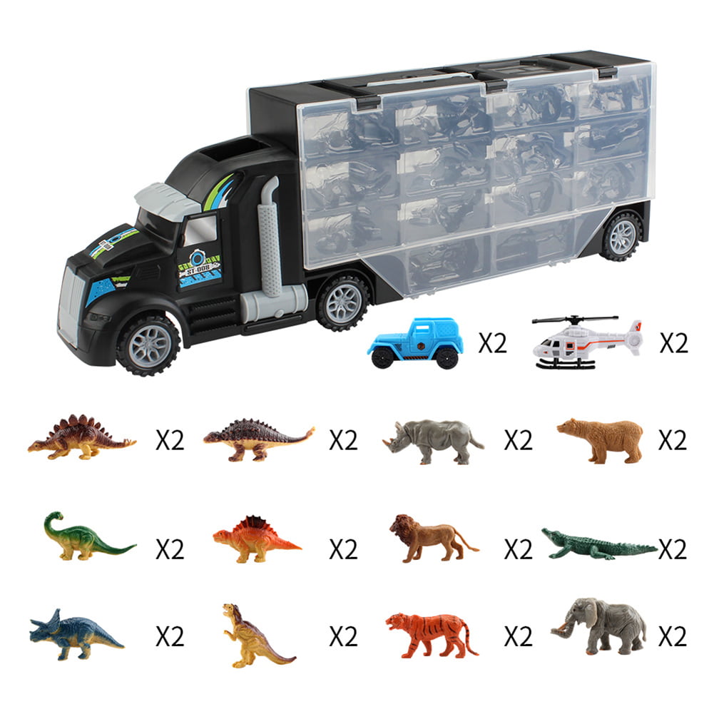 GYMNASTIKA toys，Mini Dinosaur Animal Dolls Tractor Transport Truck  Container Model Kids Toy Gift 