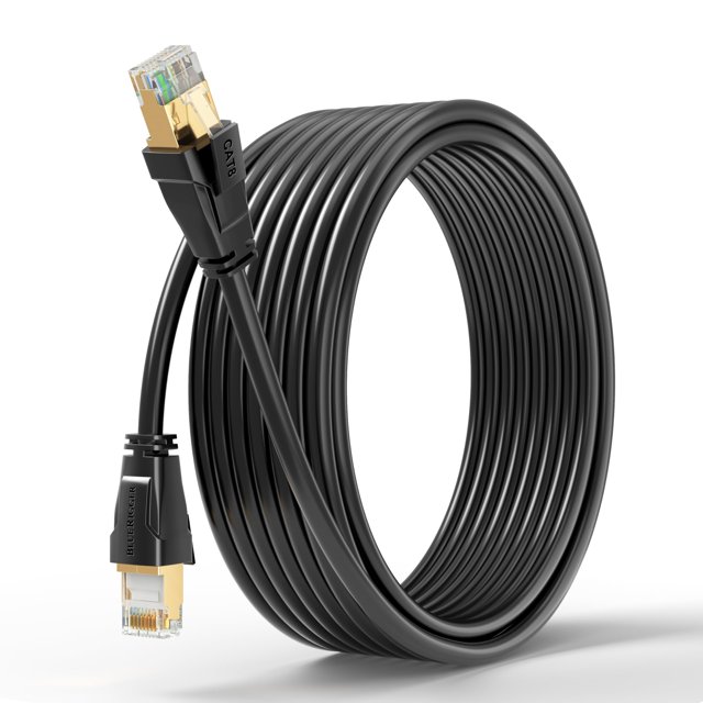 Bluerigger Cable Ethernet Cat 8 Para Exteriores - 50 Pies (Rj45 40 Gbps 2000 Mhz Cable De Internet Cat8 Resistente A La Intemperie Y A Los Rayos Uv) Cable De Red Lan De Alta Velocidad - Compatible Con
