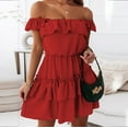 thumbnail image 5 of Summer Sling Dresses for Women, Women's Double Layer Ruffles Slip Dress Summer Solid Sleeveless Sundress Sexy Dresses, 5 of 7