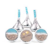375ct Beach Mr. & Mrs. Wedding Candy Stickered Milk Chocolate Kisses (3.75lb Bag) - Party Favors for Guests
