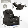 thumbnail image 3 of Power Recliner Chair with Heat and Massage for Adults Home Theater Seating with LED Lights Cup Holders Usb Port Recliner Sofa for Living Room, 3 of 8