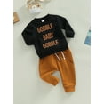 thumbnail image 3 of Bagilaanoe Toddler Baby Boy Long Pants Set Letter Print Long Sleeve Sweatshirt Pullover Tops + Drawstring Sweatpants 3M 6M 12M 18M 24M 3T Kids Casual Sweatsuits, 3 of 9