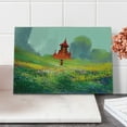 thumbnail image 2 of Fantasy Cutting Board, Lady in Floral Field Meadow to Red Castle Before Sublime Mountain Art, Decorative Tempered Glass Cutting and Serving Board, Small Size, Red Green, by Ambesonne, 2 of 5