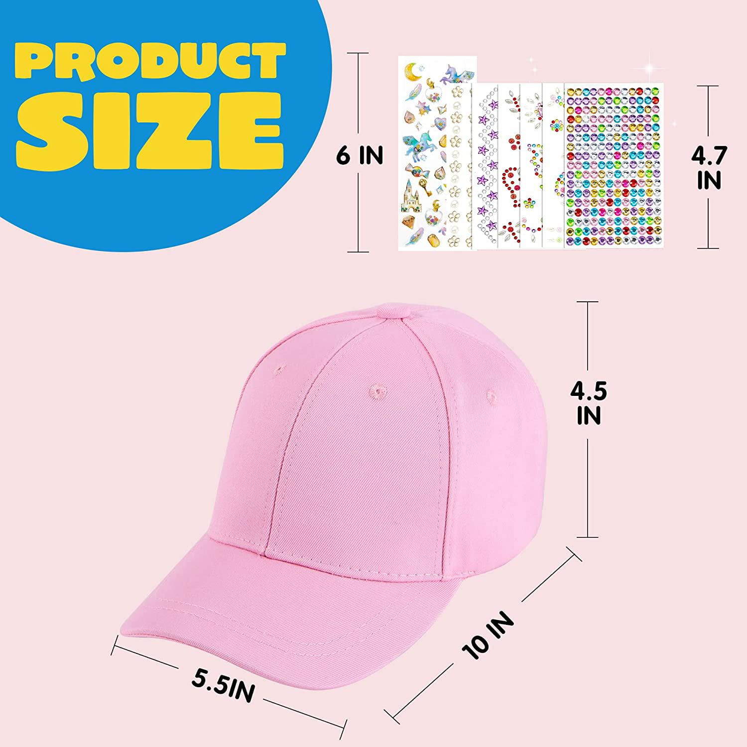 Gifts for Girls Decorate Your Own Baseball Cap with Unicorns Gems Stickers,  Arts and Crafts for Kids ages 4-12, Fun Creative DIY Arts & Crafts for