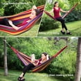 thumbnail image 2 of Junelily Colored Stripes Hanging Rope Hammock for Travel Camping Hiking Outdoors (Red-Blue-Yellow-Green), 2 of 8