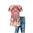 thumbnail image 5 of NSLGXD Women's T Shirts Casual Crew Neck Short Sleeve Shirts Button up Fashion Graphic Tees Flowy Athletic Tshirts S-2XL Red Top, 5 of 5