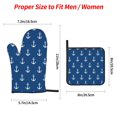 thumbnail image 3 of Oven Mitts and Pot Holders 4 Piece, anchors navyblue print High Heat Slip Resistant Oven Mitt and Trivets Set Kitchen Oven Glove Pot Holders for Cooking Baking Grilling, 3 of 7