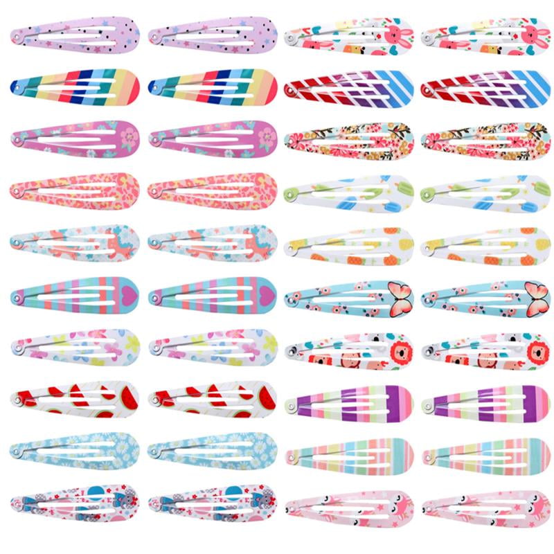 Kids Candy Colorful Hair Clip Stamping Printing Hair Pins Small