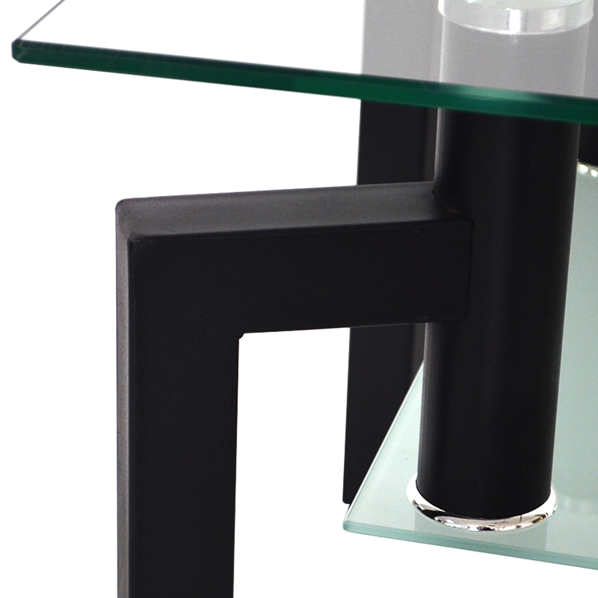 Glass Coffee Table, Modern Side Coffee Table with Lower Shelf, Rectangle Coffee Table for Living Room, Coffee Stand Console Furniture