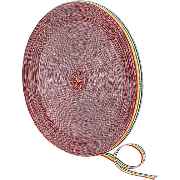 50 Yards Rainbow Ribbon Grosgrain Ribbons 3/8 Inch Stripe Double Sided Fabric Ribbon