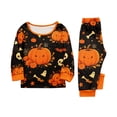 thumbnail image 2 of Family Matching Halloween Pajamas Set Ghost Bat Long Sleeve Horror Pjs Spider Web Skull Crew Neck Spooky Pajamas, Kids:8 Years, 2 of 9