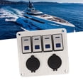 thumbnail image 3 of 4 Gang Aluminum Toggle Switch Panel, Rocker Switch Panel Silver Oxide ON Off Pre Wired Double Blue LED Switch Panel For Automotive Car Boat RV, 3 of 8