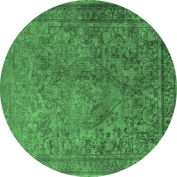 Ahgly Company Indoor Round Oriental Emerald Green Industrial Area Rugs, 3' Round