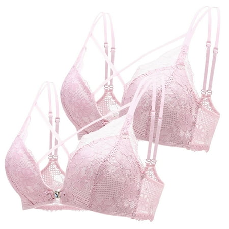 Blczomt Balconette Womens Bralettes Pink No Wire Bralette Bra 2PC