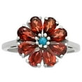 thumbnail image 3 of Natural Hessonite Garnet & Turquoise 925 Sterling Silver Ring s.8 Jewelry DGR1127_B_8 R-1031, 3 of 6
