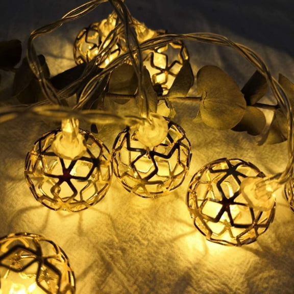 LINLIN Metal String Lights, 3M 20 LEDs Golden Wrought Iron String Lights Battery Operated Diamond Fairy String Lights for Christmas Home Party Decoration