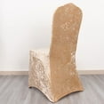 thumbnail image 5 of BalsaCircle Beige Fitted Spandex Crushed Velvet Stretchable Banquet Chair Cover Party Events Home, 5 of 8