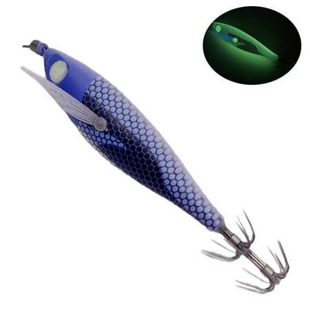 Luminous Squid Jig Fishing Wood Shrimp Lure with Shrimp Dark Soft Baits φ[ фн й| M0I7