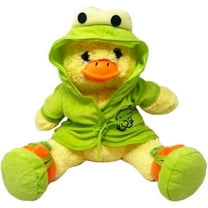 New Yellow Duck 16 inch Stuffed Animal in Charming Frog Bathrobe & Slippers, Plush Toy for Kids, Super Soft and Cuddly, Ideal for Birthdays, Holidays, and Bath Time Adventures