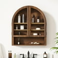 thumbnail image 4 of EYYTHUNG Arched Cabinet Wall Mounted, Bathroom Medicine Cabinets, Floating Storage Cabinet with Acrylic Door and Open Shelf, Brown Oak, 4 of 6