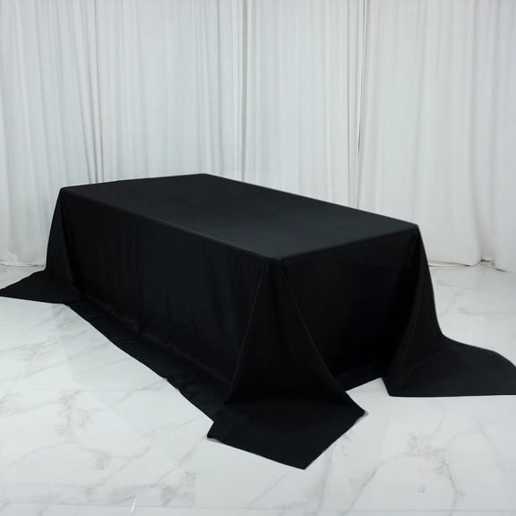 Black 108 x 156 inch Extra Wide Polyester King Rectangular Tablecloth Party Linens