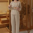thumbnail image 5 of SCSAlgin Cotton Pajamas for Women Soft Button Up Short Sleeve Shirt & Long Pants Pjs Set Comfy Loungewear, 5 of 7