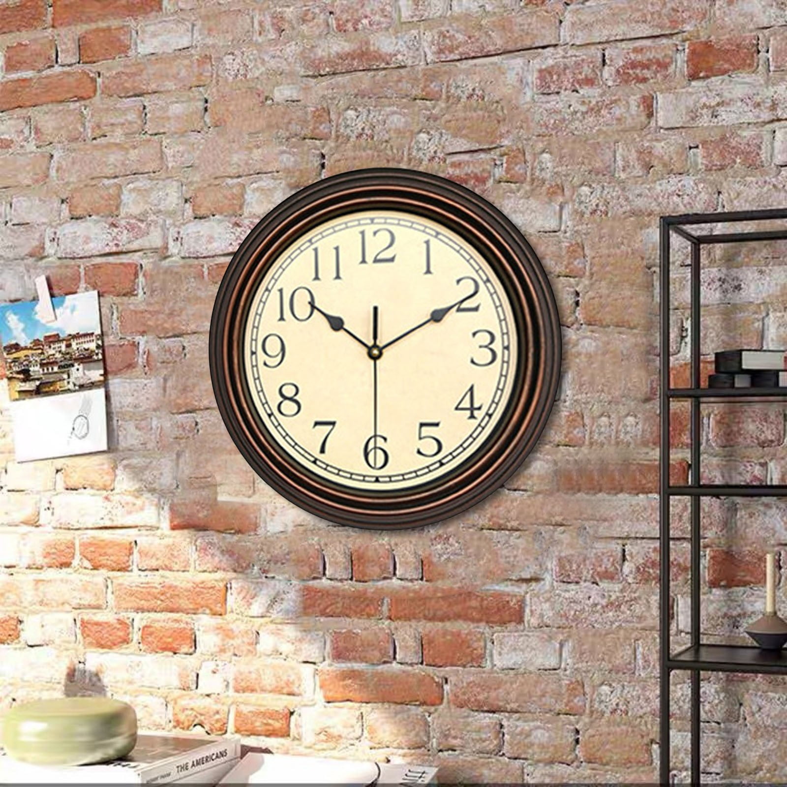 NEW! In Stock! Vintage Retro Wall Clocks Countryside Style Dusknt Retro Silent Non Ticking Round Classic Clock Quartz Decorative Battery Operated Wall Clock for Living Room Kitchen Home 12 Inch