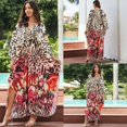 thumbnail image 5 of Vestido playero bohemio vintage con estampado floral y mariposas de TEELYNN para mujer, informal, con escote en V profundo, manga larga, estilo caftán bohemio para playa, para verano, 5 of 5