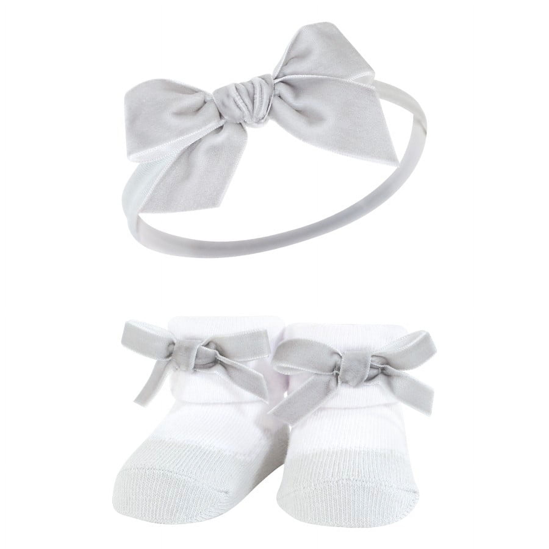 Hudson Baby Infant Girl Headband and Socks Giftset, Black Pink, One Size