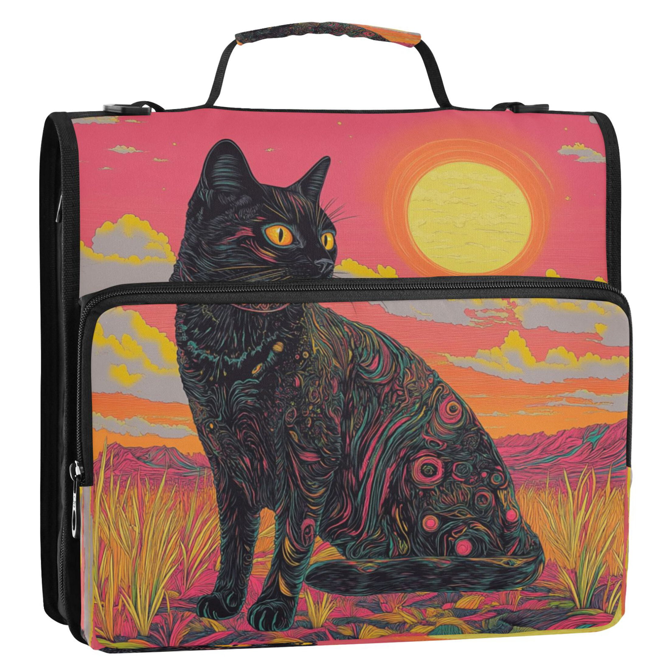 YAZAOO Zipper Binder trapper keeper Documents Organized Design Enchanted Sunlit Cat Printed