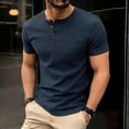 thumbnail image 2 of FRSASU Men's Henley Short Sleeve T-Shirt Lightweight Waffle Cotton T-Shirts Casual Summer Basic Tee Tops Dark Blue, 2 of 9