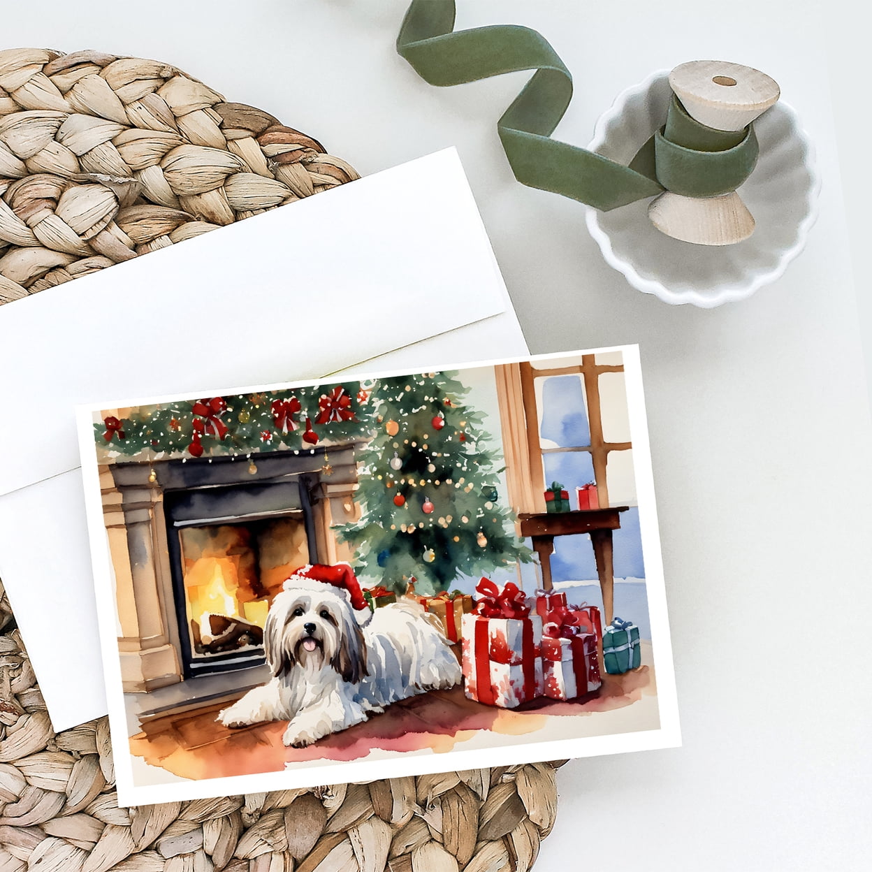 Havanese Cozy Christmas Greeting Cards Pack of 8 7 in x 5 in
