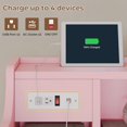 thumbnail image 6 of Afuhokles Nightstand with Charging Station, Night Stand with Hutch and Storage Drawers, Pink, 6 of 9
