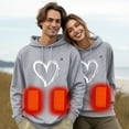 thumbnail image 2 of Couple's Keep Warm Hoodies Winter 5 Heating Usb Heating Hooded Loose Unisex Casual Zipper Heart Sweatshirts for Mens and Womens C-Grey M, 2 of 7