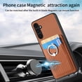 thumbnail image 2 of Dteck for Samsung Galaxy A15 Case Wallet with Card Holder, Fiber Pattern Leather Cover 360°Rotation Ring Kickstand Protective Bumper Designed for Women Men for Samsung Galaxy A15 5G,Brown, 2 of 8