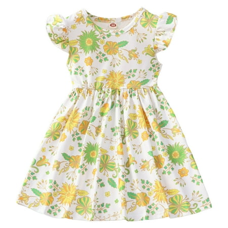 

Little Girls Dress Toddler Fly Sleeve Floral Printed Princess Dress Dance Party Dresses Clothes Kids Baby Sweet Sundress Outwear Leisure Dailywear
