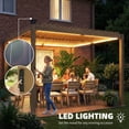 thumbnail image 3 of Outsunny Louvered Pergola with Solar LED lights, 10' x 10' Outdoor Pergola Metal Patio Hardtop Gazebo with Metal Roof, Drainage Gutters, Nature Wood, 3 of 9