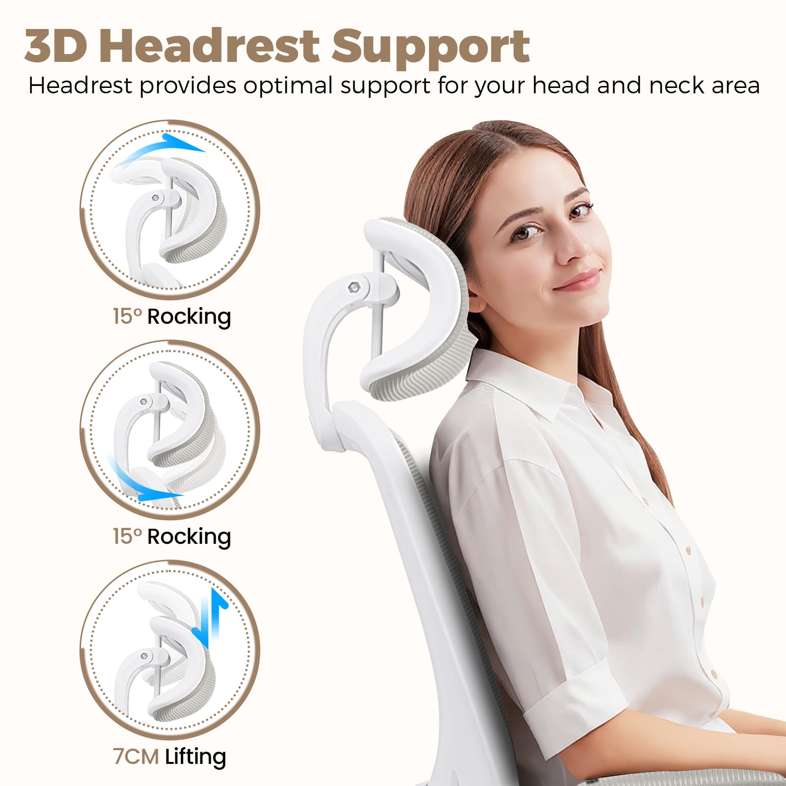 COOLHUT Office Chair Ergonomic Desk Chair, High Back Office Chair with Headrest, Big and Tall Comfy Home Office Desk Chair Lumbar Support Breathable Mesh Office Chair, Light Gray