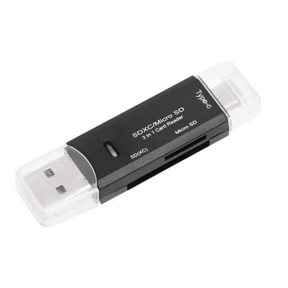 MasteelfCA 3 In 1 USB Type-C Micro USB Reader USB2.0 Universal TF SD Memory OTG Reader for Phone (Black)