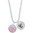 thumbnail image 1 of Delight Jewelry Silvertone Domed Multi Color CNM Silvertone Script Initial Disc - C - Charm Necklace, 20"+3", 1 of 4