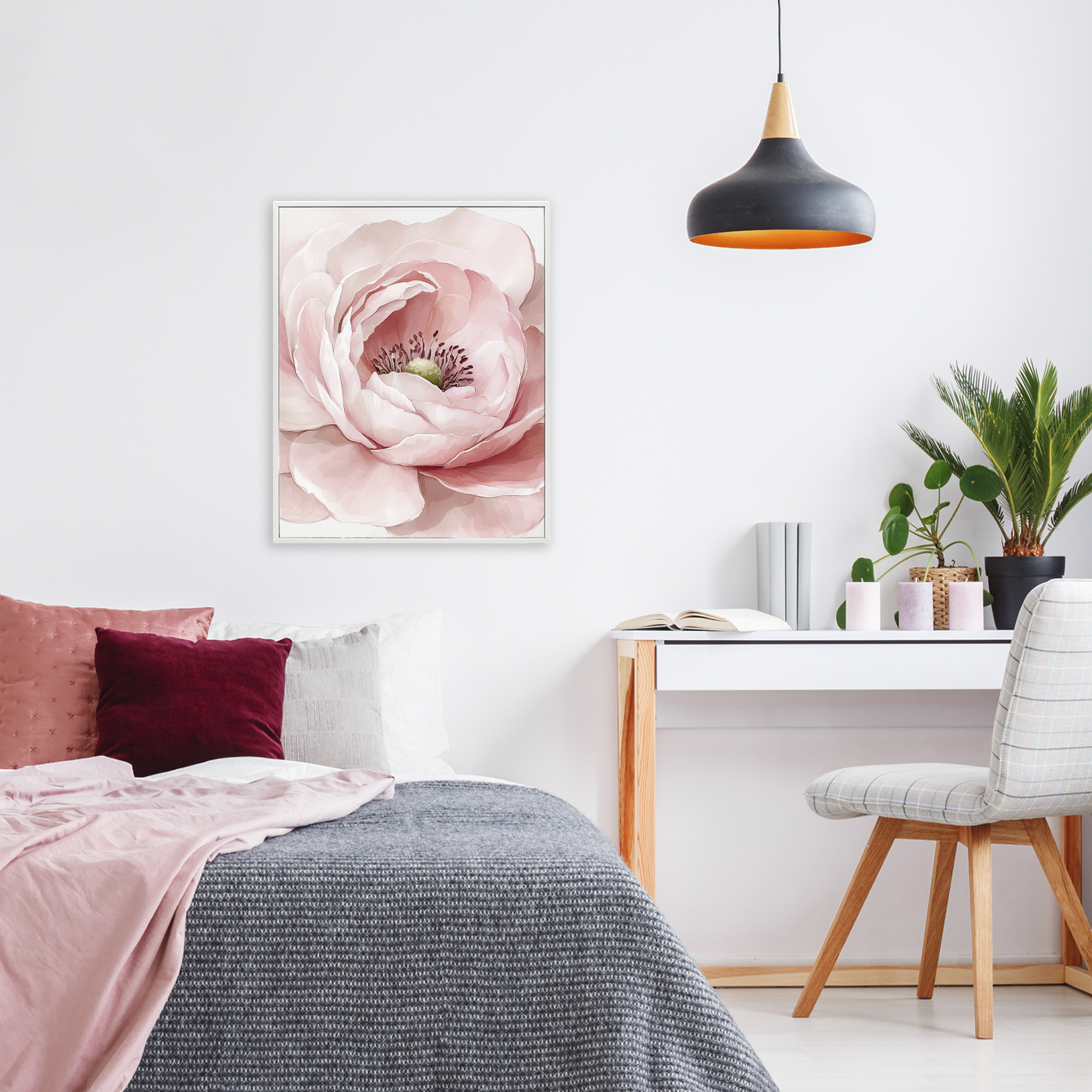 Fresh Rosy Close Up Petals White Framed Giclee Art, design by Christine Simpson Art