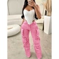 thumbnail image 3 of Women’s High Waisted Cargo Jeans Y2K Baggy Wide Leg Denim Pants with Flap Pockets Streetwear Casual Outfits, 3 of 4