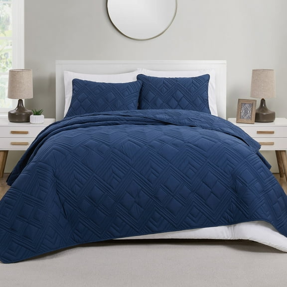VCNY Home Trex Geometric 3-Piece Quilt Set, Full/Queen with Quilt and Shams