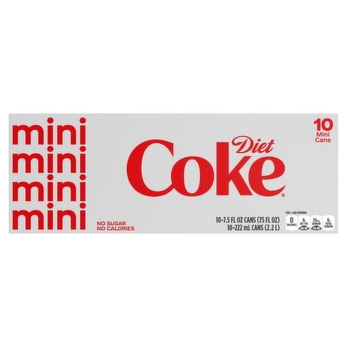 2 Pack - Coca-Cola Soda Diet Mini - 10-7.5 Fl. Oz. Package May Vary