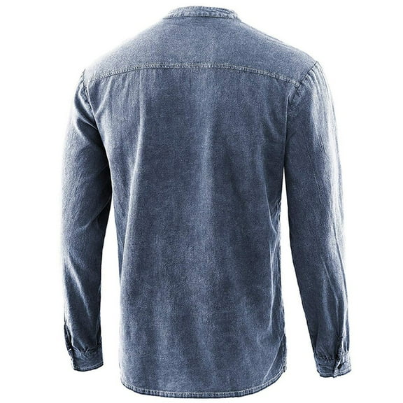 Fesfesfes Long Sleeve Shirt Mens New Style Tie Long Sleeve Top Middle Age Costume Blouse Top