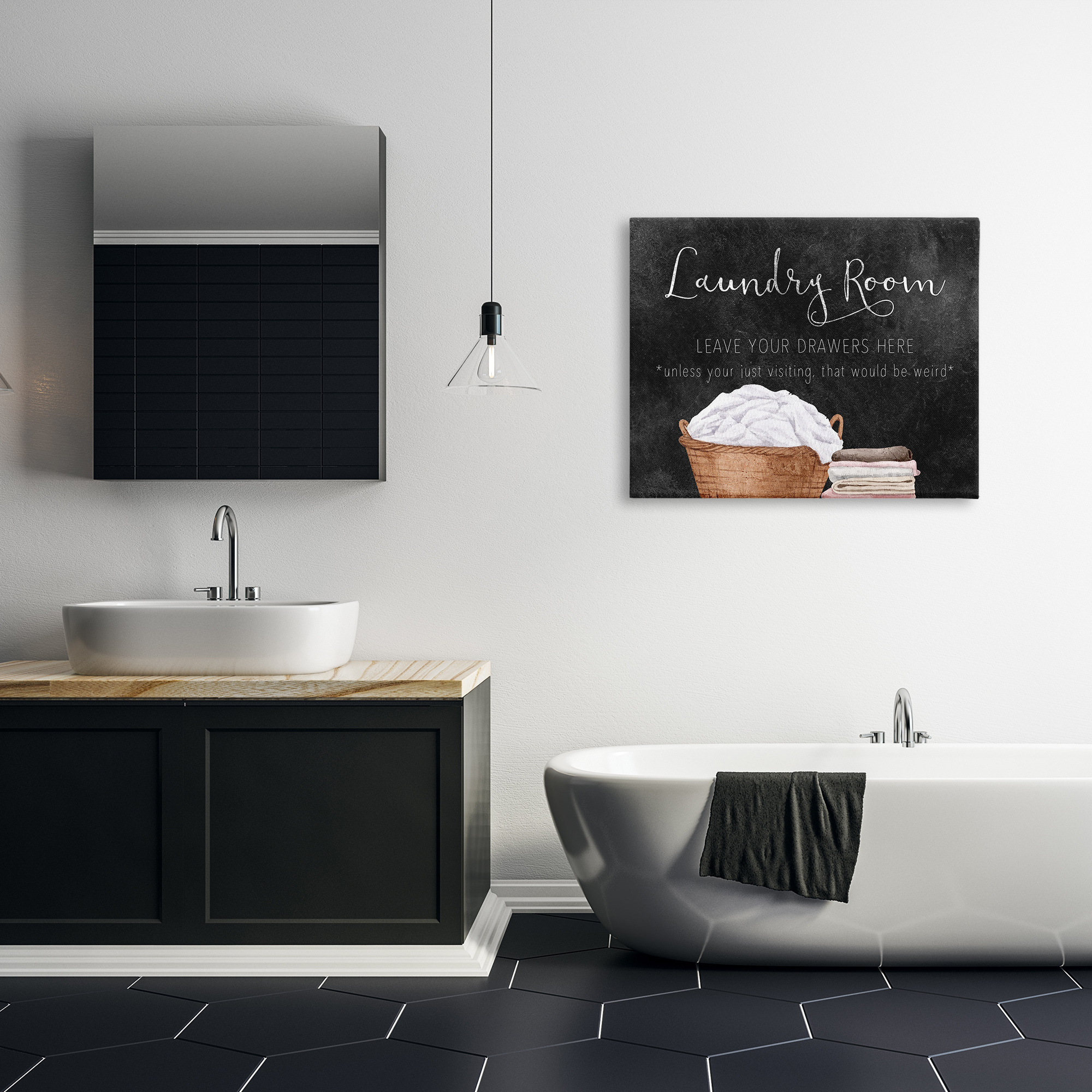 Leave Your Drawers Laundry Canvas Wall Art, design by Kim Allen