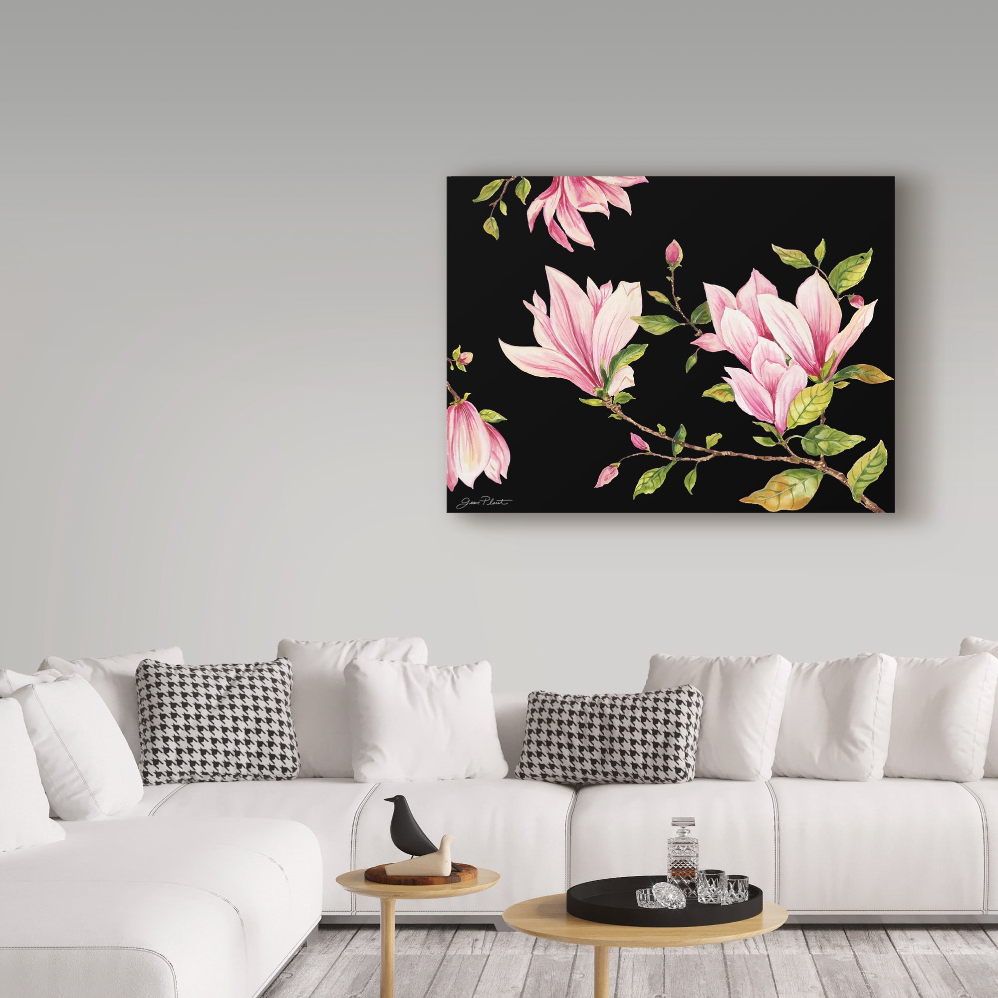 Trademark Fine Art 'Magnolia On Black' Canvas Art by Jean Plout