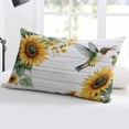 thumbnail image 5 of Sunflower Throw Pillow Cover 16 x 24 Inch Decorative Pillow Cover Summer Flowers Hummingbird Vintage Lumbar Pillowcase Seasonal Rectangle Cushion Case for Couch Sofa Bed Living Room, 5 of 7